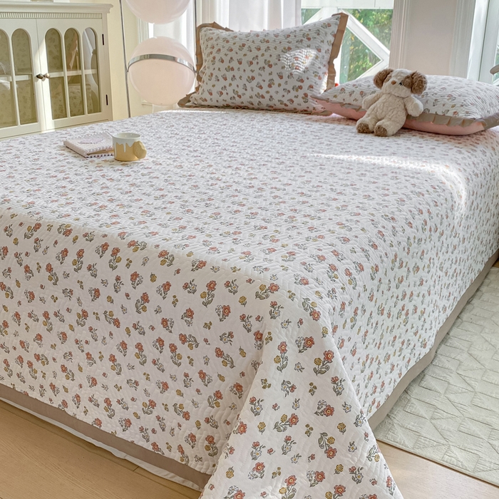 91家纺网 家纺一手货源 找家纺 芷凡家纺 2025新款水洗棉双层纱床盖三件套 花曼晨