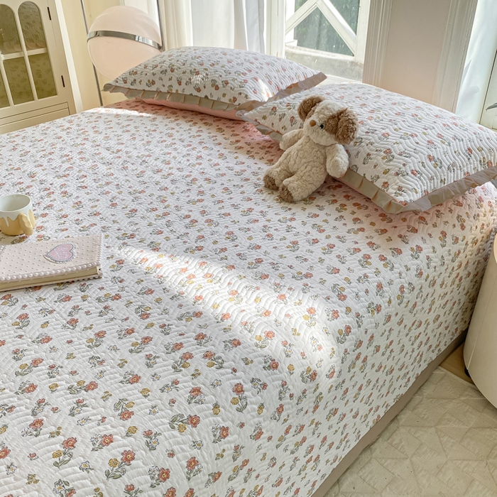 91家纺网 家纺一手货源 找家纺 芷凡家纺 2025新款水洗棉双层纱床盖三件套 花曼晨