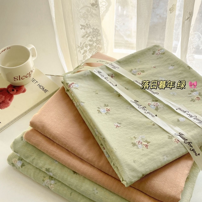 水木坊 2025新款云感针织双层纱三件套四件套 落日暮年-绿