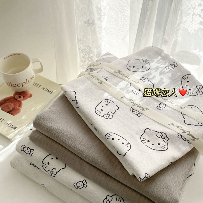 水木坊 2025新款云感针织双层纱三件套四件套 猫咪恋人