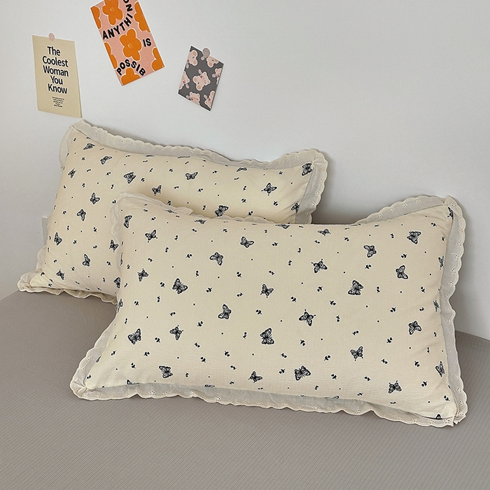 91家纺网 家纺一手货源 找家纺 斯卡诺家纺 2025新款纯棉花边双层纱四件套水洗棉四件套