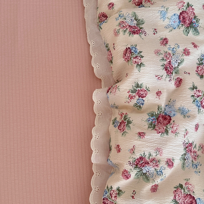 91家纺网 家纺一手货源 找家纺 斯卡诺家纺 2025新款纯棉花边双层纱四件套水洗棉四件套