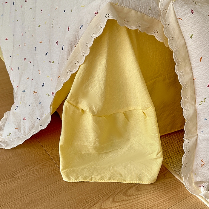 91家纺网 家纺一手货源 找家纺 斯卡诺家纺 2025新款纯棉花边双层纱四件套水洗棉四件套