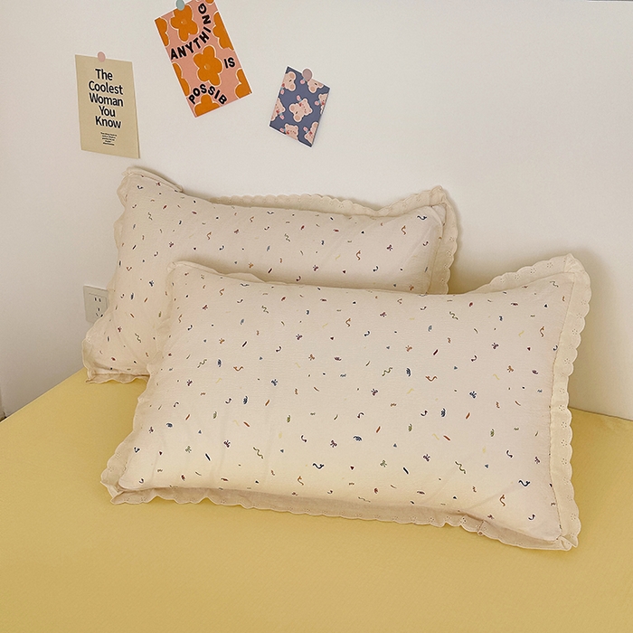 91家纺网 家纺一手货源 找家纺 斯卡诺家纺 2025新款纯棉花边双层纱四件套水洗棉四件套