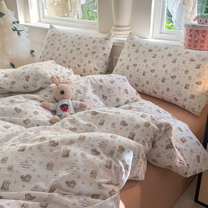 91家纺网 家纺一手货源 找家纺  （提供买家秀 爆款花型 不断货）2025新款超柔云感棉木棉双层纱单床单 淡油奶狗