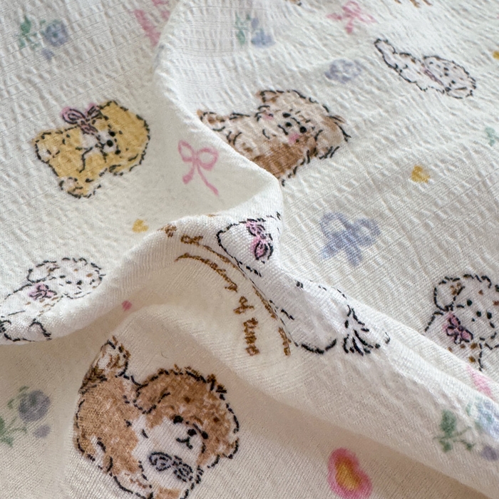 91家纺网 家纺一手货源 找家纺  （提供买家秀 爆款花型 不断货）2025新款超柔云感棉木棉双层纱单床单 淡油奶狗