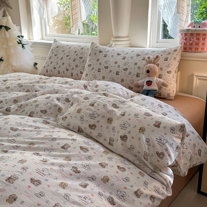 91家纺网 家纺一手货源 找家纺  （提供买家秀 爆款花型 不断货）2025新款超柔云感棉木棉双层纱单床单 淡油奶狗