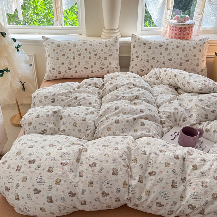 91家纺网 家纺一手货源 找家纺  （提供买家秀 爆款花型 不断货）2025新款超柔云感棉木棉双层纱单床单 淡油奶狗