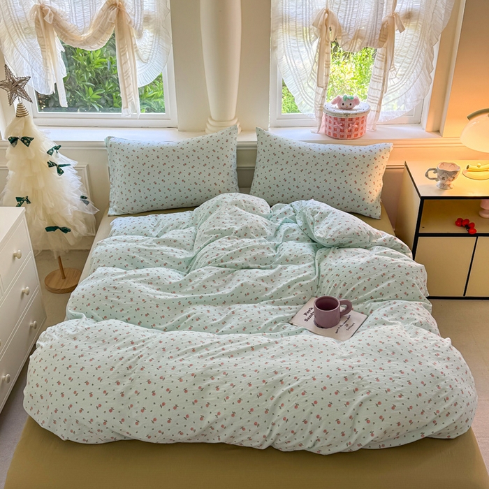 91家纺网 家纺一手货源 找家纺  （提供买家秀 爆款花型 不断货）2025新款超柔云感棉木棉双层纱单床单 旧情难续-绿