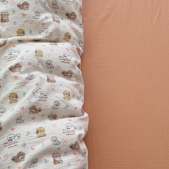 91家纺网 家纺一手货源 找家纺  （提供买家秀 爆款花型 不断货）2025新款超柔云感棉木棉双层纱单床单 淡油奶狗