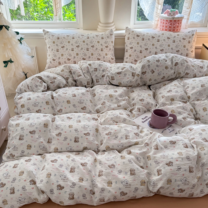 91家纺网 家纺一手货源 找家纺  （提供买家秀 爆款花型 不断货）2025新款超柔云感棉木棉双层纱单床单 淡油奶狗