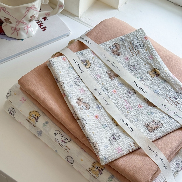 91家纺网 家纺一手货源 找家纺  （提供买家秀 爆款花型 不断货）2025新款超柔云感棉木棉双层纱单床单 淡油奶狗