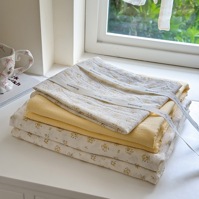 91家纺网 家纺一手货源 找家纺  （提供买家秀 爆款花型 不断货）2025新款超柔云感棉木棉双层纱单床单 橘子海