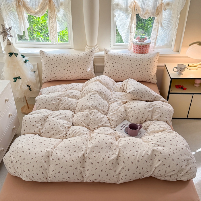 91家纺网 家纺一手货源 找家纺  （提供买家秀 爆款花型 不断货）2025新款超柔云感棉木棉双层纱单床单 旧情难续-咖