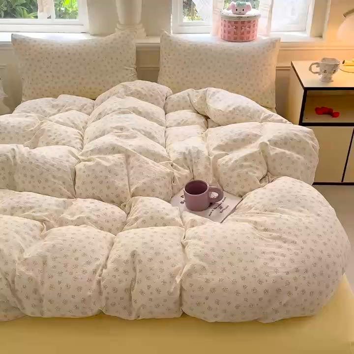 91家纺网 家纺一手货源 找家纺  （提供买家秀 爆款花型 不断货）2025新款超柔云感棉木棉双层纱单床单 橘子海