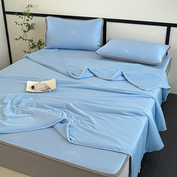 91家纺网 家纺一手货源 找家纺 （总）欧邦2025新款提花冰豆豆床笠款夏被四件套-牡丹系列