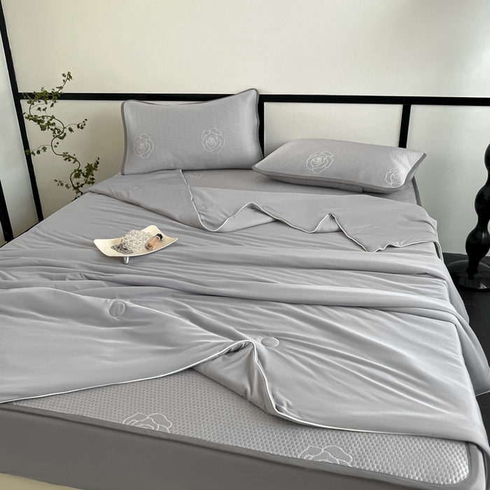 91家纺网 家纺一手货源 找家纺 （总）欧邦2025新款提花冰豆豆床笠款夏被四件套-牡丹系列