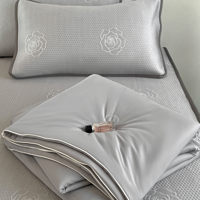 91家纺网 家纺一手货源 找家纺 （总）欧邦2025新款提花冰豆豆床笠款夏被四件套-牡丹系列