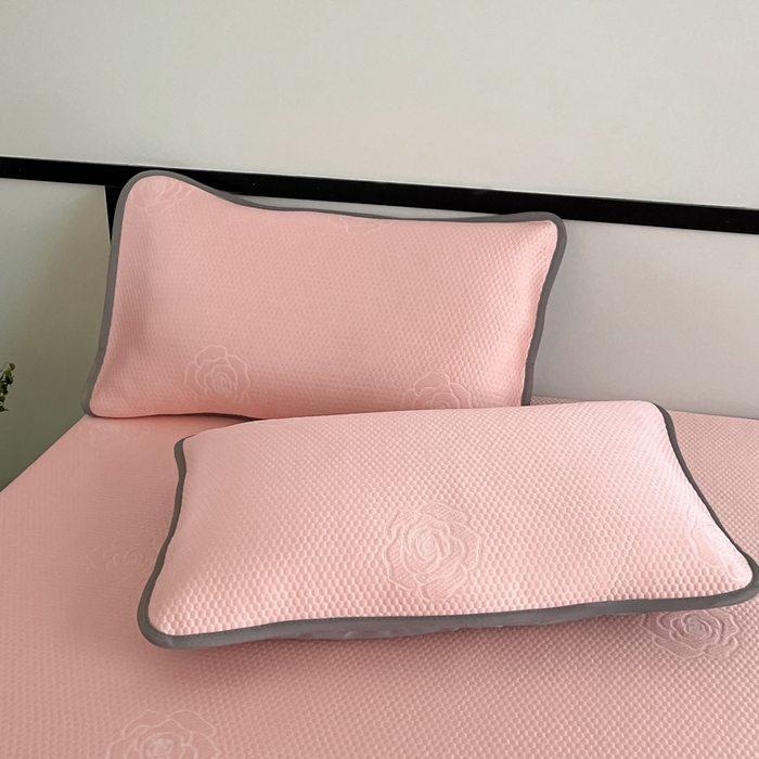 91家纺网 家纺一手货源 找家纺 欧邦2025新款提花冰豆豆床笠款夏被四件套-牡丹系列 牡丹-粉玉