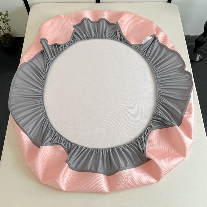 91家纺网 家纺一手货源 找家纺 欧邦2025新款提花冰豆豆床笠款夏被四件套-牡丹系列 牡丹-粉玉