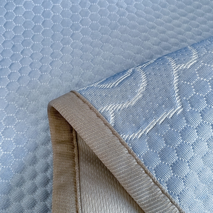 91家纺网 家纺一手货源 找家纺 欧邦2025新款提花冰豆豆床笠款夏被四件套-牡丹系列 牡丹-蓝灰