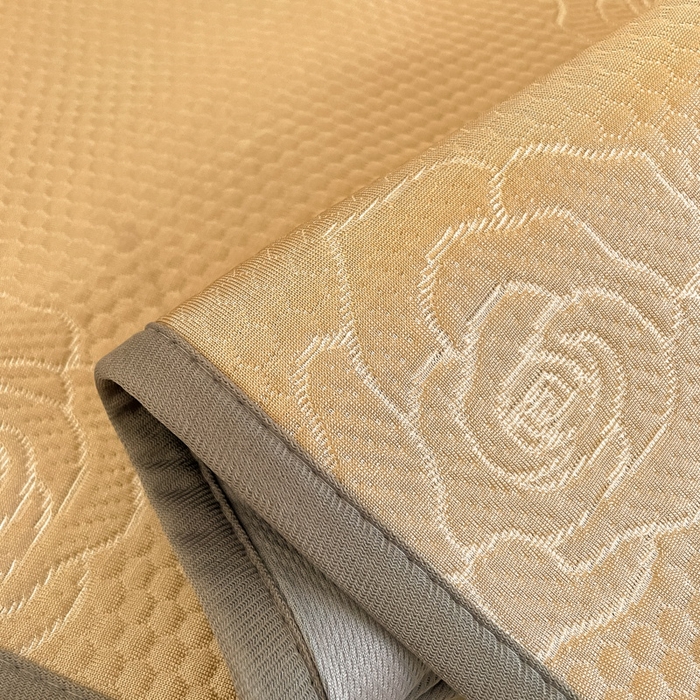 91家纺网 家纺一手货源 找家纺 欧邦2025新款提花冰豆豆床笠款夏被四件套-牡丹系列 牡丹-摩卡咖