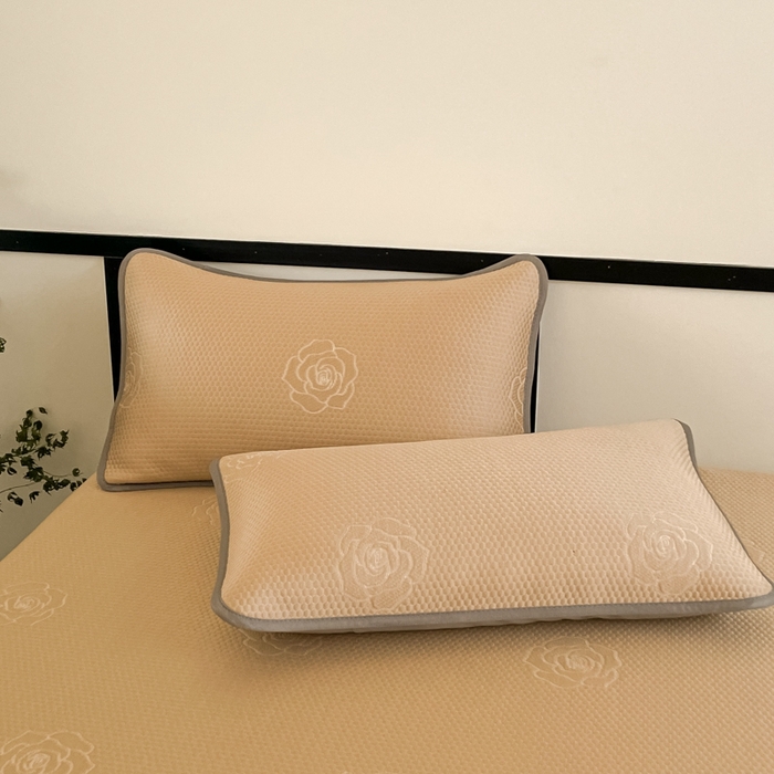 91家纺网 家纺一手货源 找家纺 欧邦2025新款提花冰豆豆床笠款夏被四件套-牡丹系列 牡丹-摩卡咖