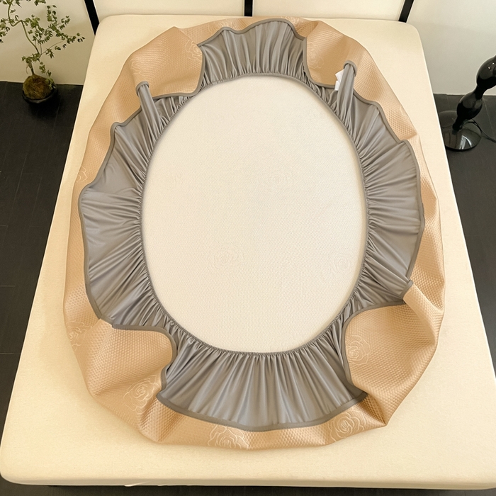 91家纺网 家纺一手货源 找家纺 欧邦2025新款提花冰豆豆床笠款夏被四件套-牡丹系列 牡丹-摩卡咖