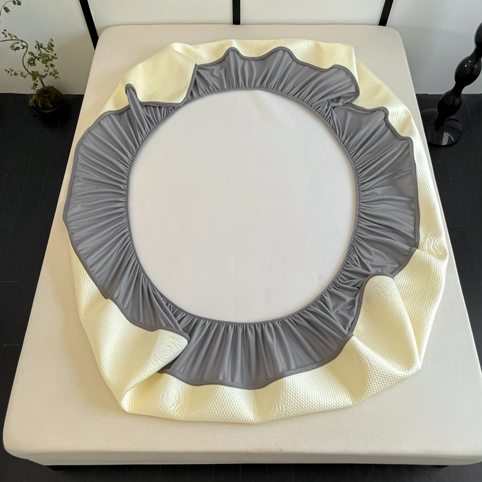 91家纺网 家纺一手货源 找家纺 欧邦2025新款提花冰豆豆床笠款夏被四件套-牡丹系列 牡丹-柠檬黄