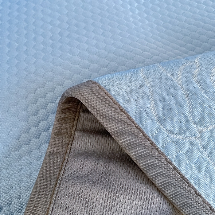 91家纺网 家纺一手货源 找家纺 欧邦2025新款提花冰豆豆床笠款夏被四件套-牡丹系列 牡丹-清雅蓝