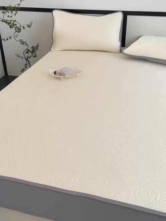 91家纺网 家纺一手货源 找家纺 欧邦2025新款提花冰豆豆床笠款夏被四件套-牡丹系列 牡丹-柠檬黄