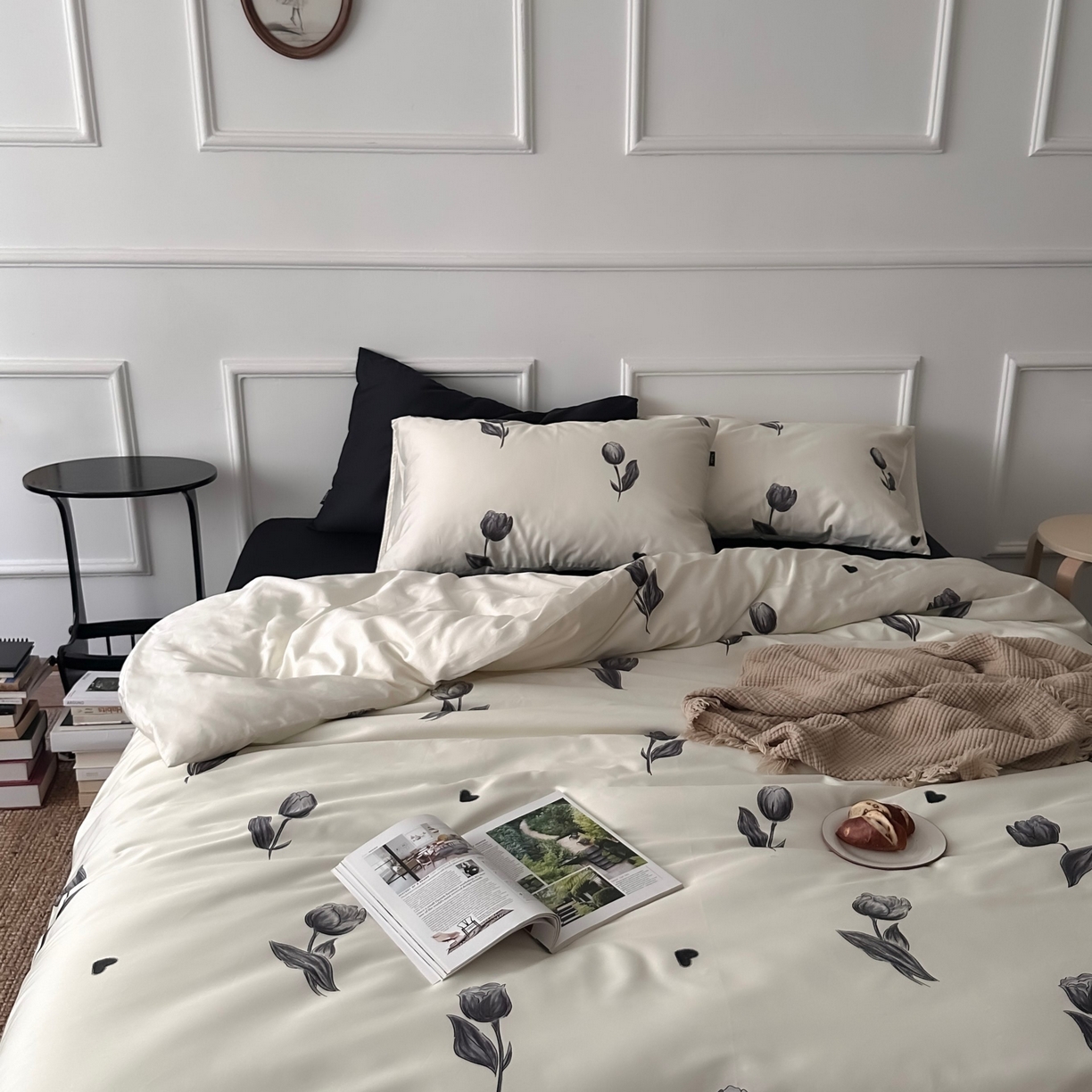 91家纺网 家纺一手货源 找家纺 （总）2025新款数码印花全棉四件套-玫瑰的故事（送手提袋）【严格控价券后不低于  318和338元 】