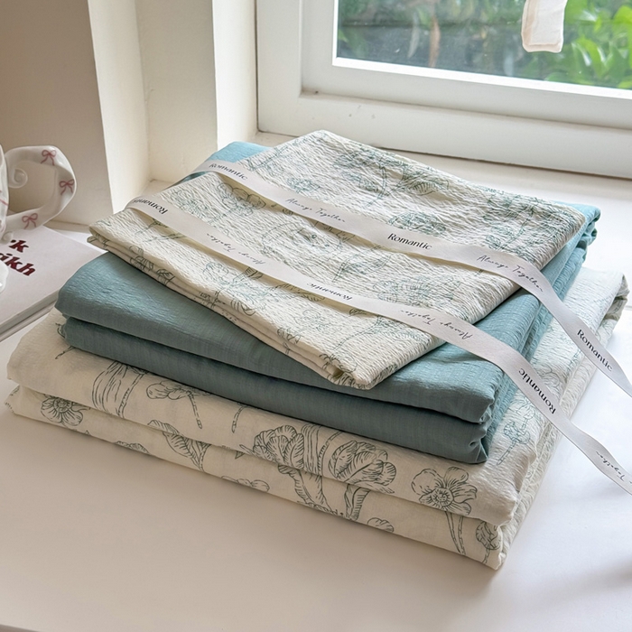 91家纺网 家纺一手货源 找家纺  （提供买家秀 爆款花型 不断货）2025新款超柔A类云感棉木棉双层纱四件套 海象森林