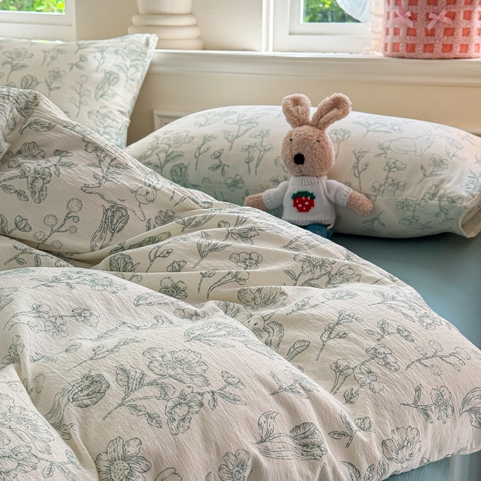 91家纺网 家纺一手货源 找家纺  （提供买家秀 爆款花型 不断货）2025新款超柔A类云感棉木棉双层纱四件套 海象森林