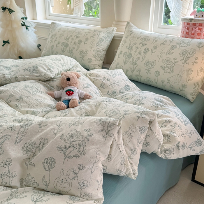 91家纺网 家纺一手货源 找家纺  （提供买家秀 爆款花型 不断货）2025新款超柔A类云感棉木棉双层纱四件套 海象森林