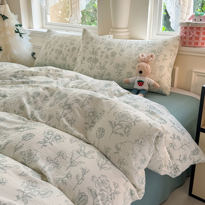 91家纺网 家纺一手货源 找家纺  （提供买家秀 爆款花型 不断货）2025新款超柔A类云感棉木棉双层纱四件套 海象森林