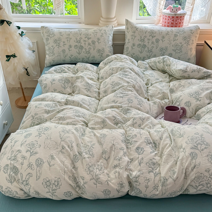 91家纺网 家纺一手货源 找家纺  （提供买家秀 爆款花型 不断货）2025新款超柔A类云感棉木棉双层纱四件套 海象森林