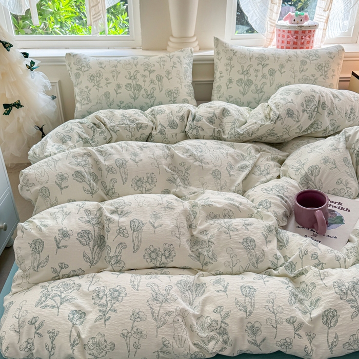 91家纺网 家纺一手货源 找家纺  （提供买家秀 爆款花型 不断货）2025新款超柔A类云感棉木棉双层纱四件套 海象森林