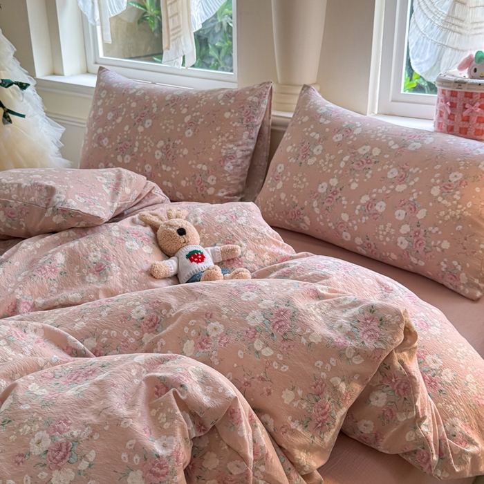 91家纺网 家纺一手货源 找家纺  （提供买家秀 爆款花型 不断货）2025新款超柔A类云感棉木棉双层纱四件套 爱如星辰