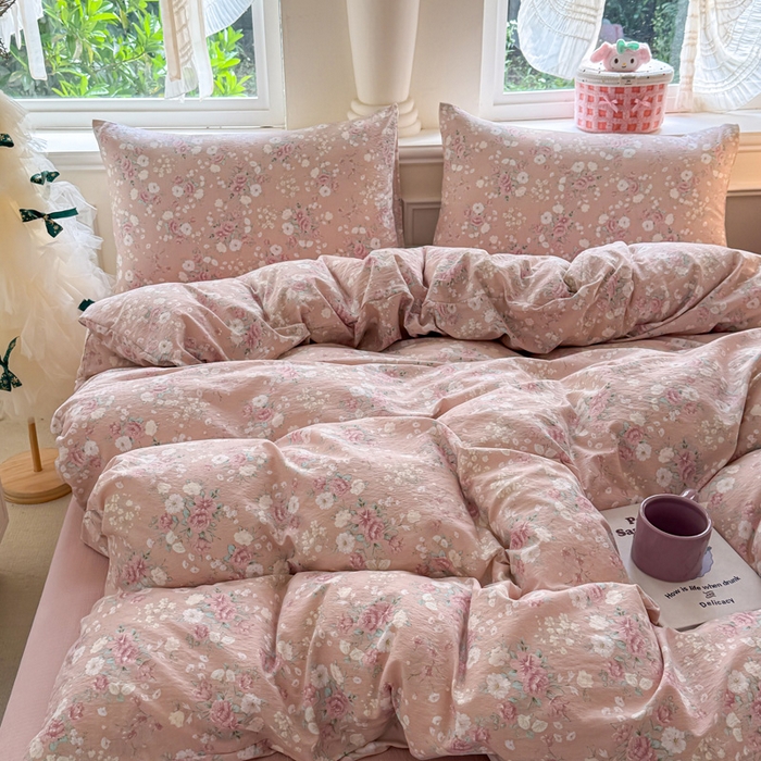 91家纺网 家纺一手货源 找家纺  （提供买家秀 爆款花型 不断货）2025新款超柔A类云感棉木棉双层纱四件套 爱如星辰