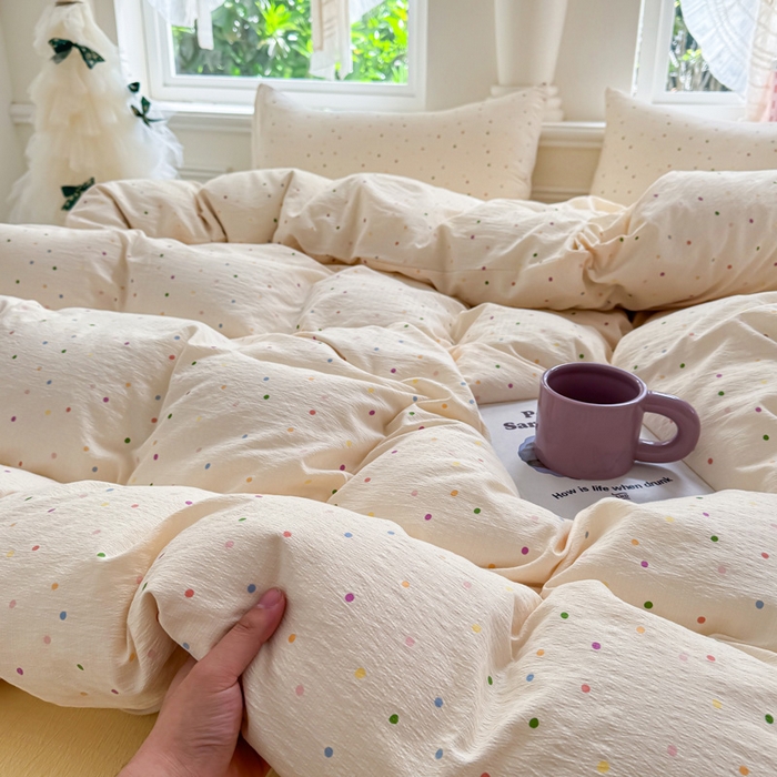  （提供买家秀 爆款花型 不断货）2025新款超柔A类云感棉木棉双层纱四件套 波点世界