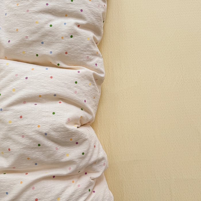 91家纺网 家纺一手货源 找家纺  （提供买家秀 爆款花型 不断货）2025新款超柔A类云感棉木棉双层纱四件套 波点世界