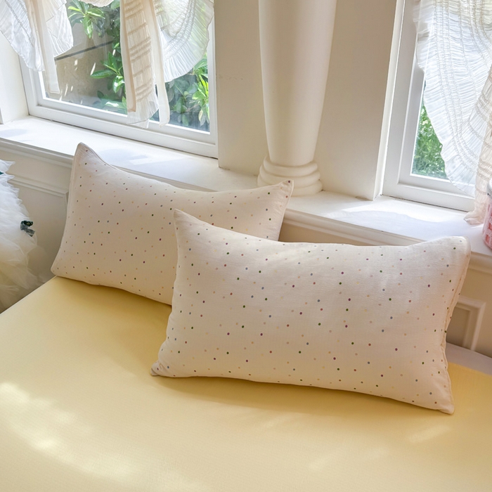 91家纺网 家纺一手货源 找家纺  （提供买家秀 爆款花型 不断货）2025新款超柔A类云感棉木棉双层纱四件套 波点世界