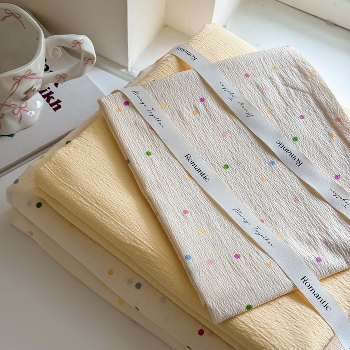 91家纺网 家纺一手货源 找家纺  （提供买家秀 爆款花型 不断货）2025新款超柔A类云感棉木棉双层纱四件套 波点世界