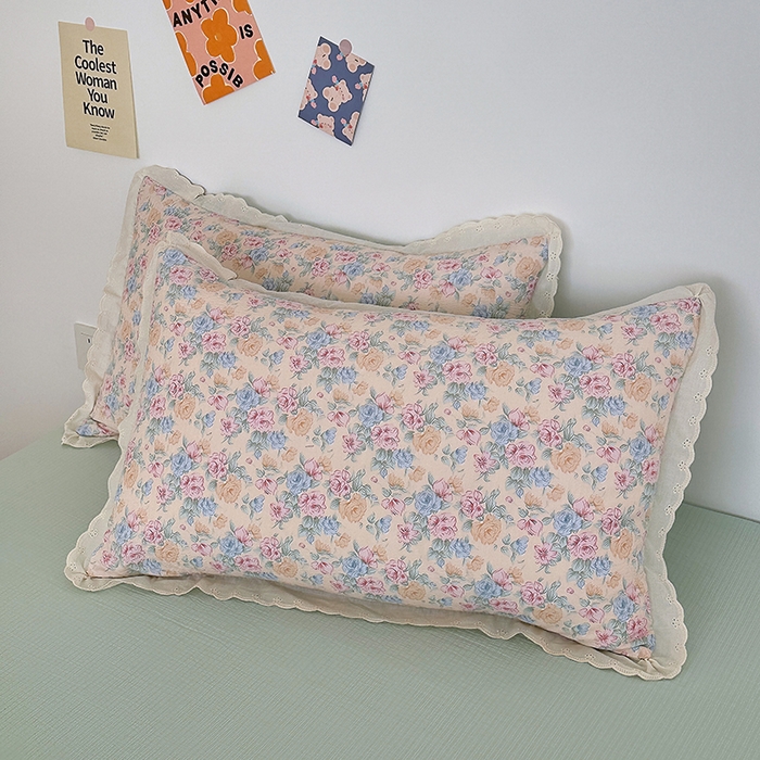 91家纺网 家纺一手货源 找家纺 斯卡诺家纺 2025新款纯棉花边双层纱夏被四件套水洗棉夏被四件套