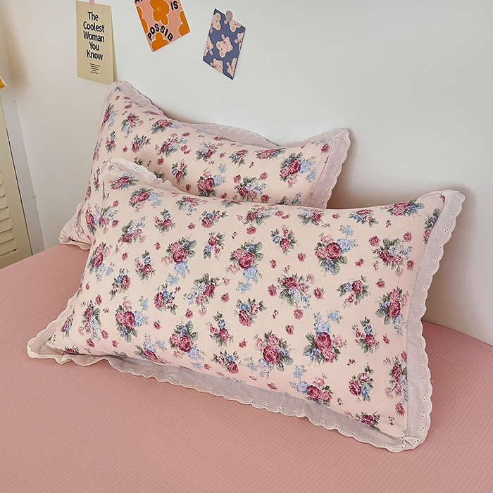 91家纺网 家纺一手货源 找家纺 斯卡诺家纺 2025新款纯棉花边双层纱夏被四件套水洗棉夏被四件套