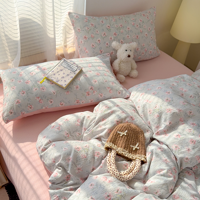 91家纺网 家纺一手货源 找家纺 竹合家纺 2025新品云感皱皱四件套跑量款小清新四件套