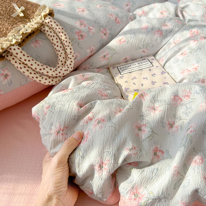 91家纺网 家纺一手货源 找家纺 竹合家纺 2025新品云感皱皱四件套跑量款小清新四件套