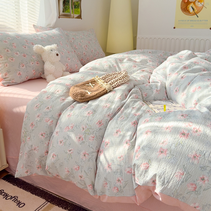 91家纺网 家纺一手货源 找家纺 竹合家纺 2025新品云感皱皱四件套跑量款小清新四件套