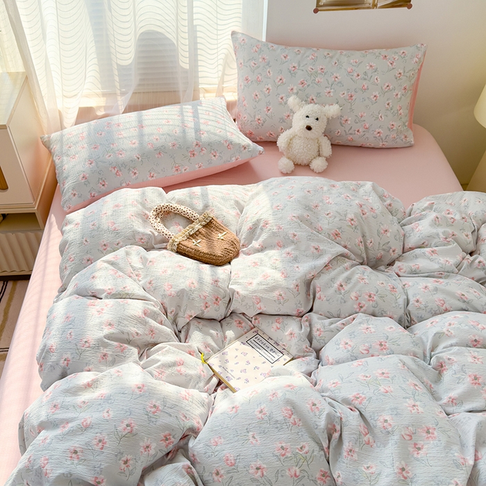 91家纺网 家纺一手货源 找家纺 竹合家纺 2025新品云感皱皱四件套跑量款小清新四件套